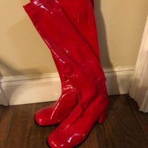 Red tall boots